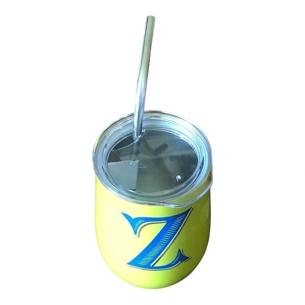 11oz Stainless Steel “Z” Monogram Vine Tumbler With Straw& Lid Brand O…